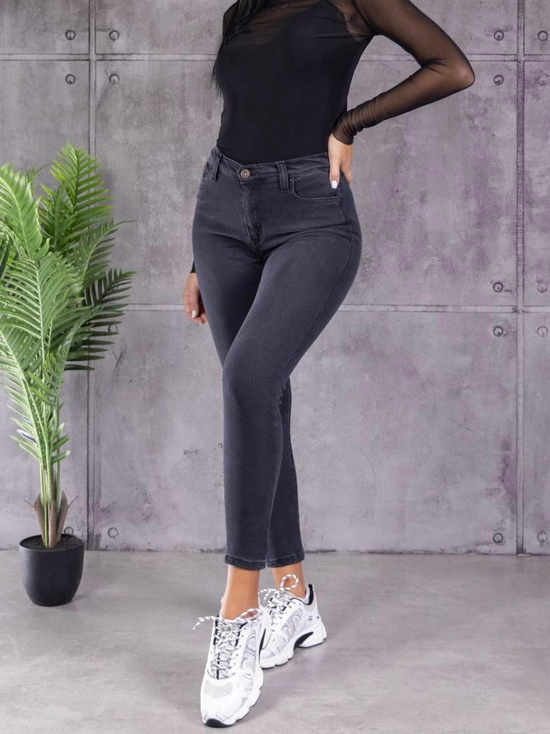 Tamno sive push up farmerke 649