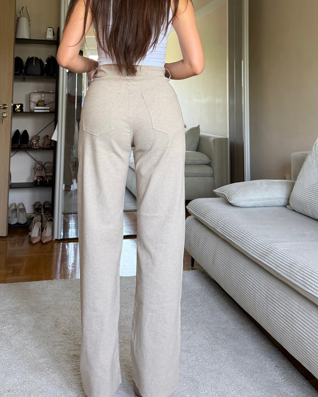 Elegantne krem pantalone - C009